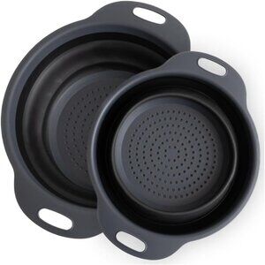 Collapsible Colander | 2-Pack Black Collapsible Strainer for Pasta, Fruits, & Ve